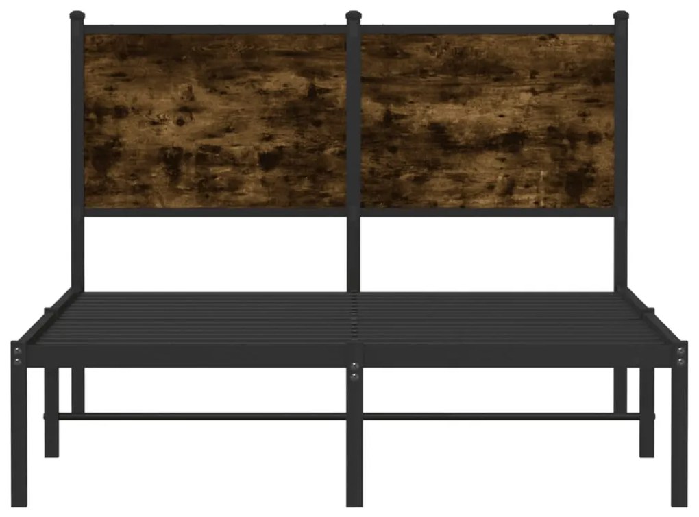 Estrutura de cama sem colchão 120x190 cm metal carvalho fumado
