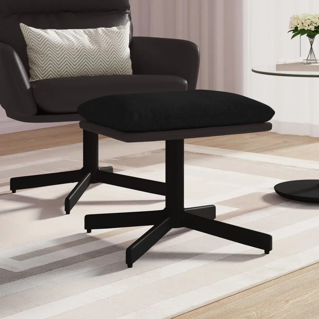 vidaXL Apoio de pés 60x60x36 cm tecido/couro artificial preto