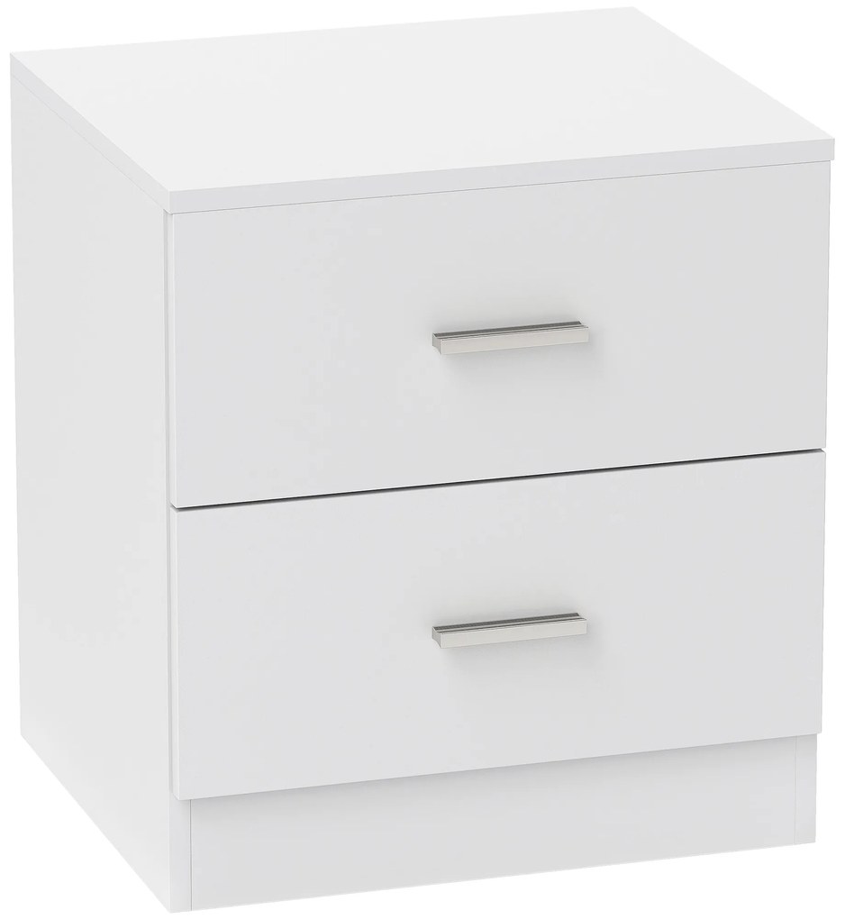HOMCOM Mesa de Cabeceira Moderna Mesinha de Cabeceira com 2 Gavetas para Sala Quarto Capacidade 30 kg 45x39,5x49 cm Branco