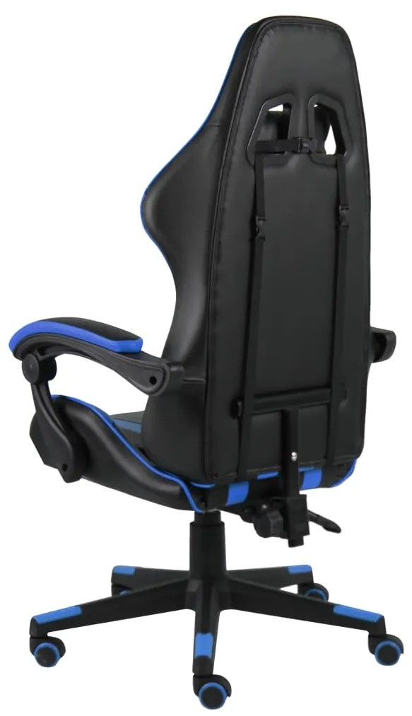 Cadeira estilo corrida couro artificial preto e azul