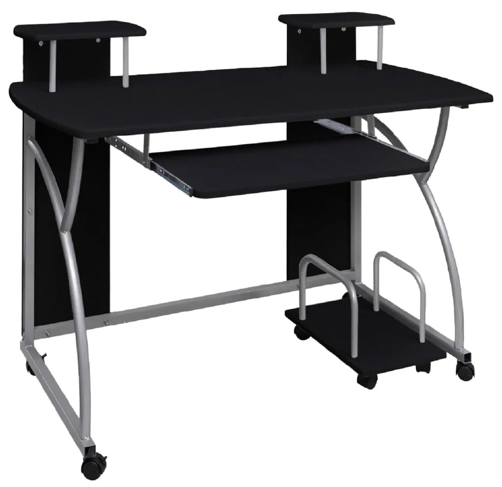 vidaXL Secretária de computador 110x52x88,5 cm derivados madeira preto