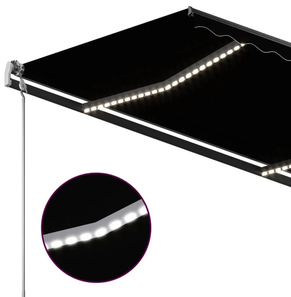 Toldo retrátil manual com luzes LED 4x3 m antracite