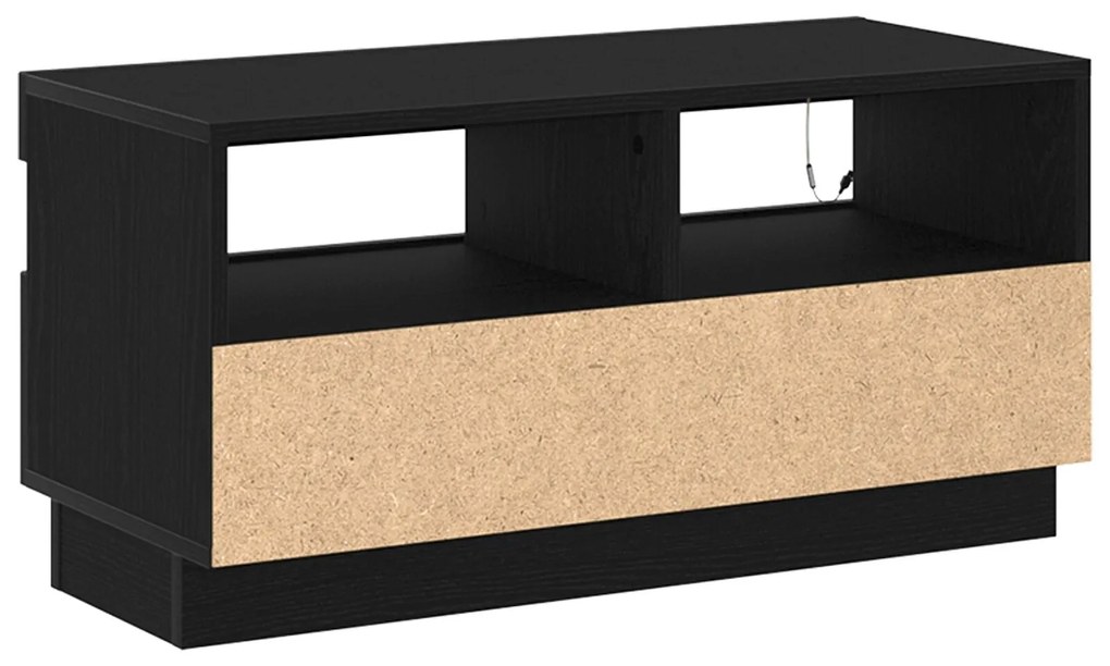 Armário de TV vidaXL com luzes LED Carvalho Preto 80x35x40 cm em madei