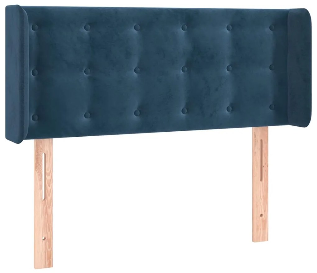 Cabeceira de cama c/ luzes LED veludo 93x16x78/88cm azul-escuro