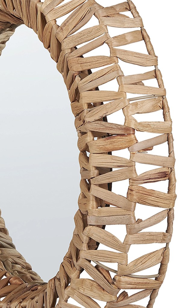 Espelho de parede redondo em fibra de jacinto de água creme ⌀ 58 cm SABAOI Beliani