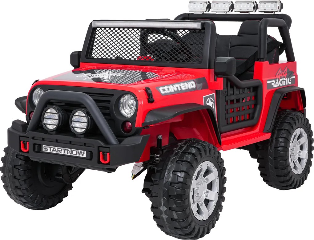 Jipe elétrico para Crianças 12V Jeep BEAST 4x4, Rodas de espuma EVA, Assento Couro ecológico Vermelho
