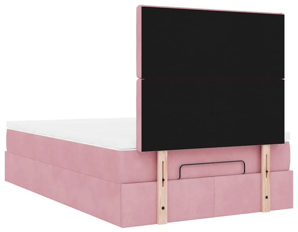 Estrutura de cama otomana com colchões 120x200 cm veludo rosa