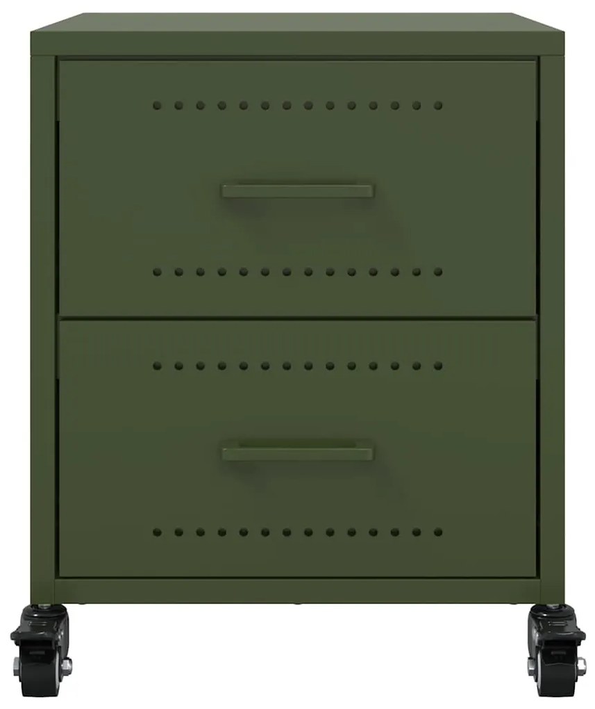 Mesa de cabeceira 36x39x43,5 cm aço verde-azeitona