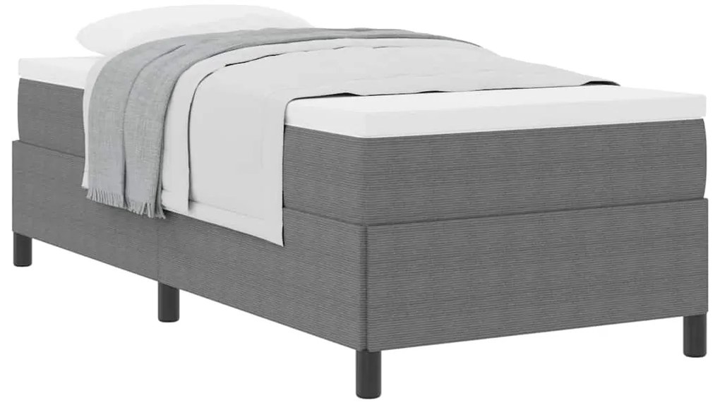 Estrutura de Cama vidaXL Cinzento-claro 90x200 cm Tecido de Corduroy