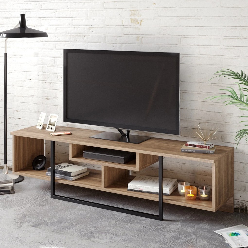 Móvel TV Asal – Nogueira/Preto – 149,4 x 40,2 x 35,2 cm