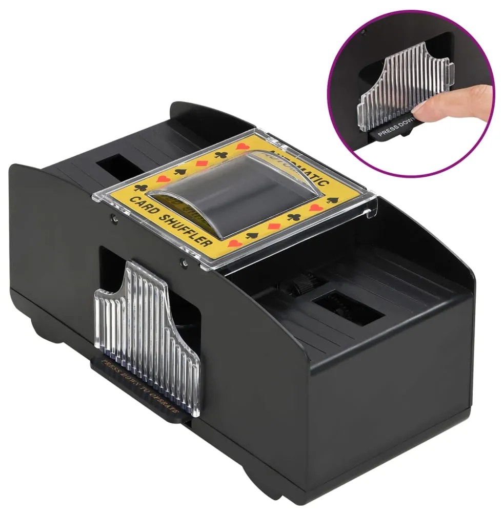 vidaXL Baralhador de cartas automático para 2 baralhos preto