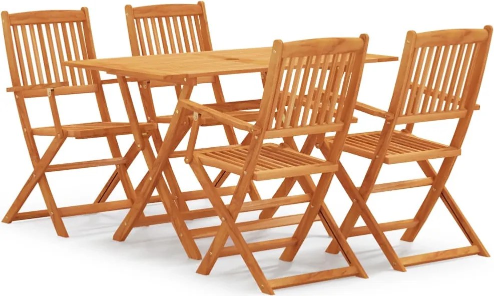 vidaXL 5 pcs conj. jantar exterior dobrável madeira eucalipto maciço