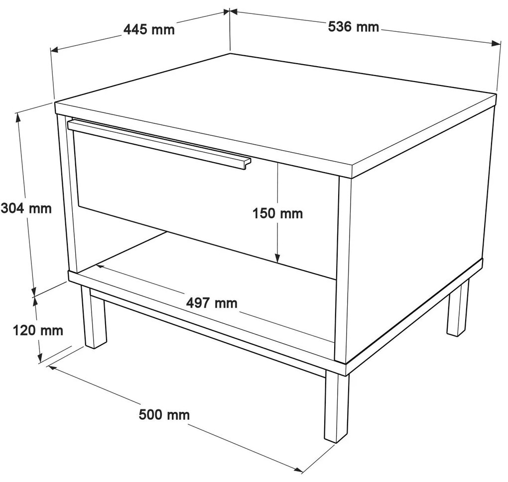Mesa de Cabeceira ON14 – Nogueira – 53,6x42,4x44,5 cm