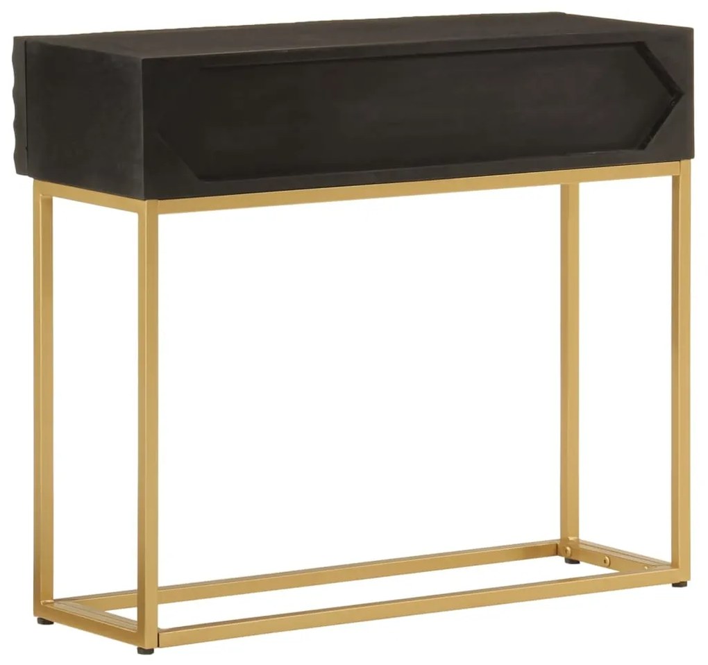 Mesa consola 90x30x76 cm mangueira maciça e ferro preto