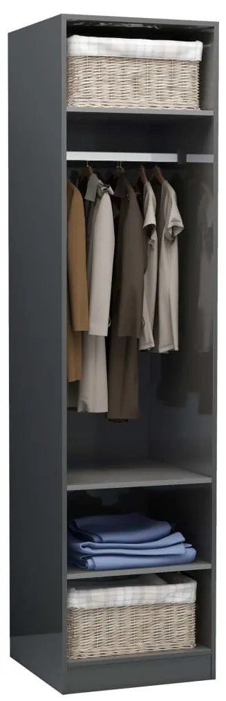 Roupeiro 50x50x200 cm contraplacado cinzento brilhante
