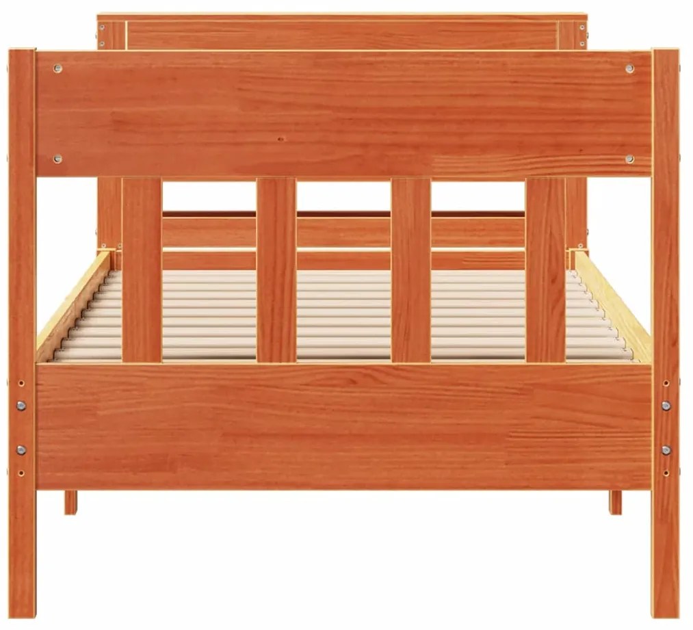 Cama sem colchão 75x190 cm madeira de pinho maciça castanho-mel