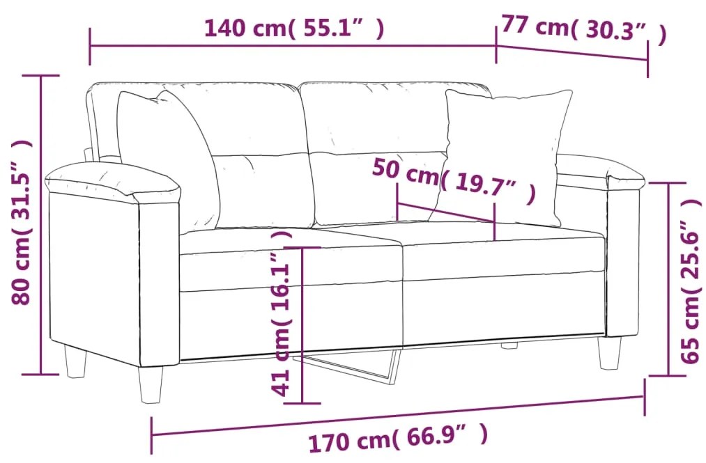 Sofá 2 lugares + almofadas decoração 140 cm couro artif. preto