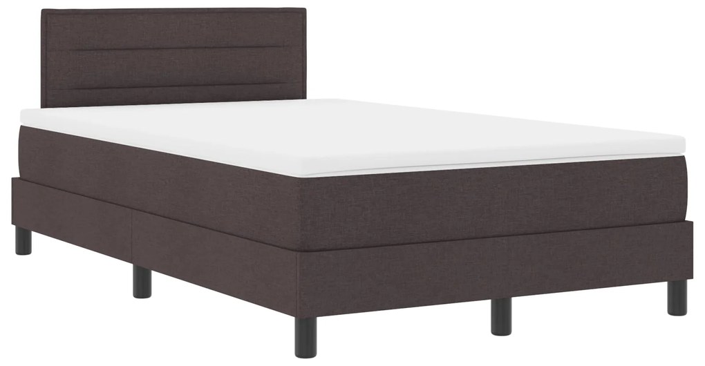 Box Spring Bed com Colchão Marrom Escuro 120x200 cm Tecido