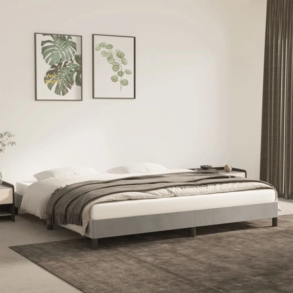 Estrutura de cama sem colchão 200x200 cm veludo cinzento-claro