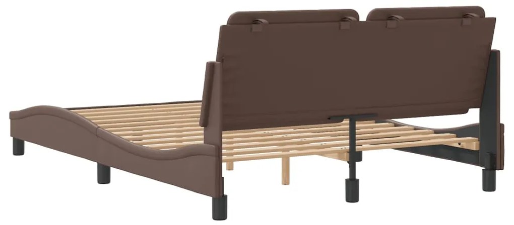 Estrutura cama c/ cabeceira 140x200cm couro artificial castanho
