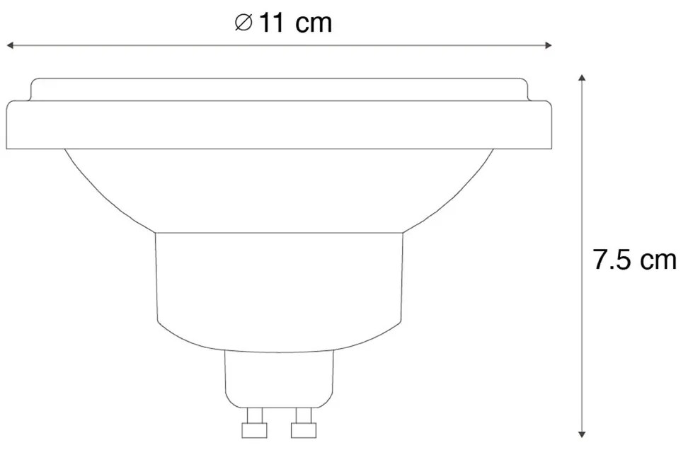 Conjunto de 5 Lâmpada LED regulável em 3 níveis GU10 AR111 10W 700lm 2200-6500K