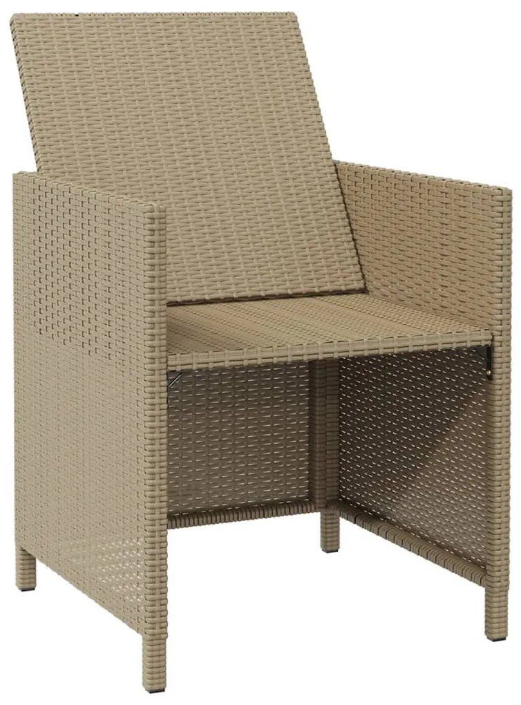 Cadeiras de jantar p/ jardim com almofadões 4 pcs vime PE bege