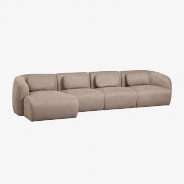 Sofá Modular Chaise Longue Esquerdo De 4 Peças Em Chenille Coquette Chenille Castanho Trigo - Sklum
