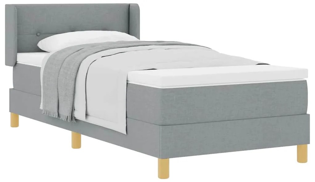 Cama Box com Colchão Cinza Claro, 90 x 200 cm Têxtil