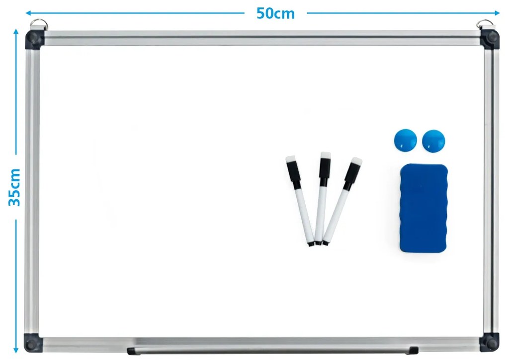 Quadro branco 50 x 35 cm com Bandeja Removível e Estrutura de Alumínio para creches escolas casa