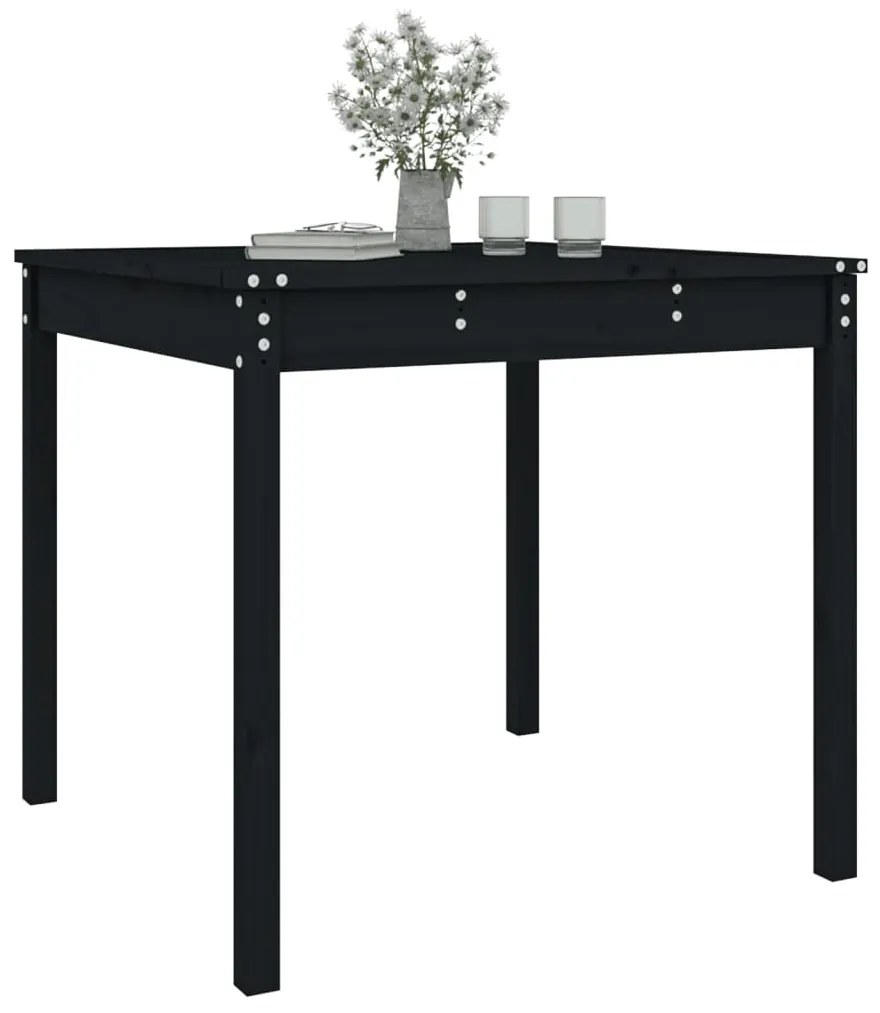 Mesa de jardim 82,5x82,5x76 cm madeira de pinho maciça preto