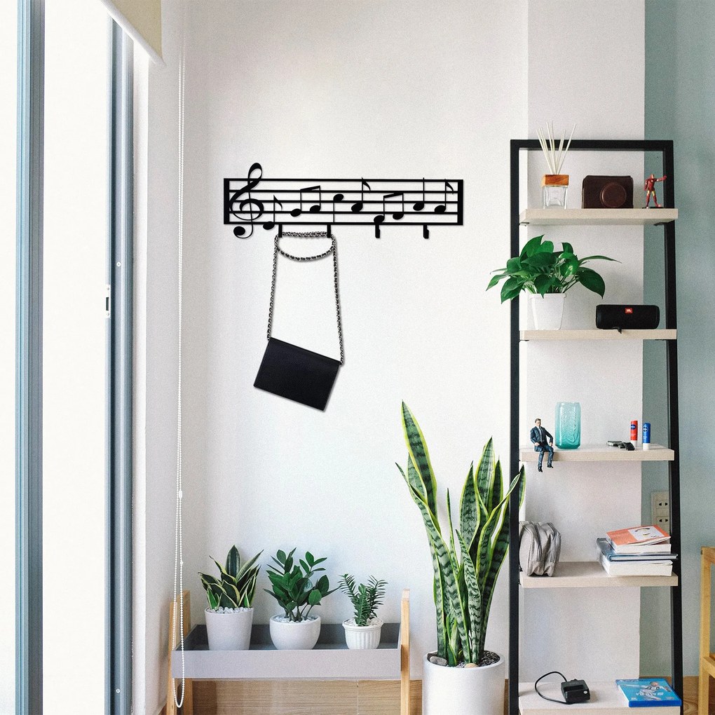 Cabide de Parede em Metal Wh-106 – Preto – 60 x 19 cm