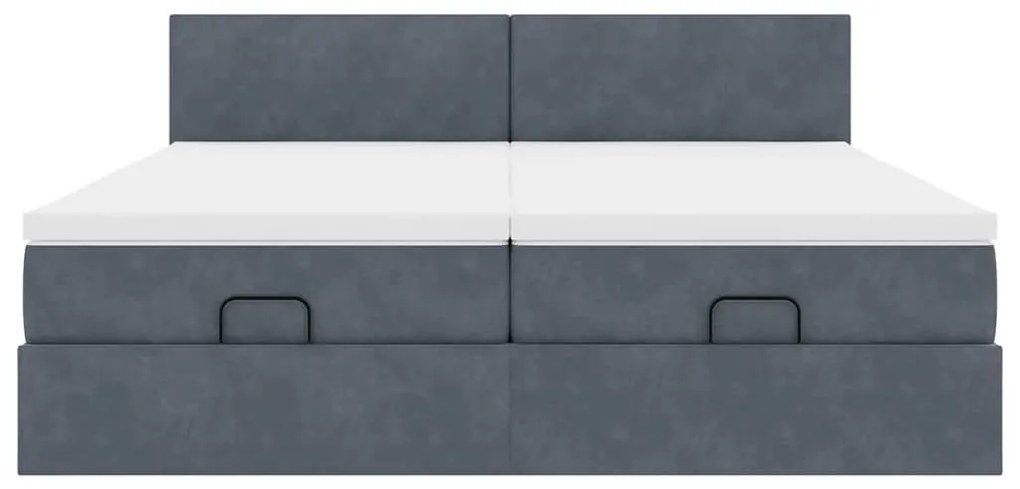 moldura de cama otomana vidaXL com colchão cinza escuro veludo