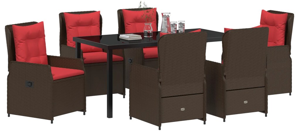 Conjunto de Jantar de Jardim 7 Peças Castanho Vime PE