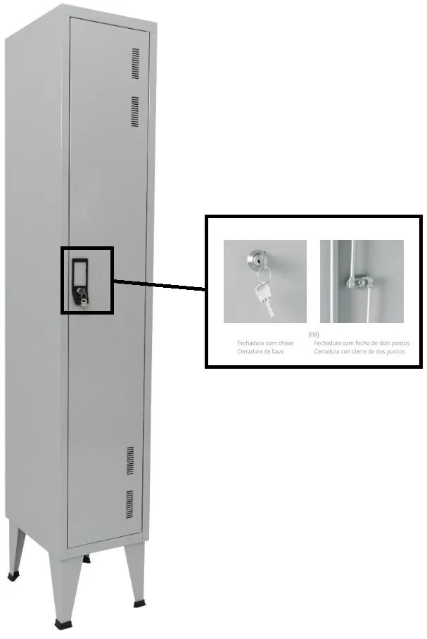 Cacifos Metálicos Simples 1 Cacifo - (1700x300x500mm) Chave