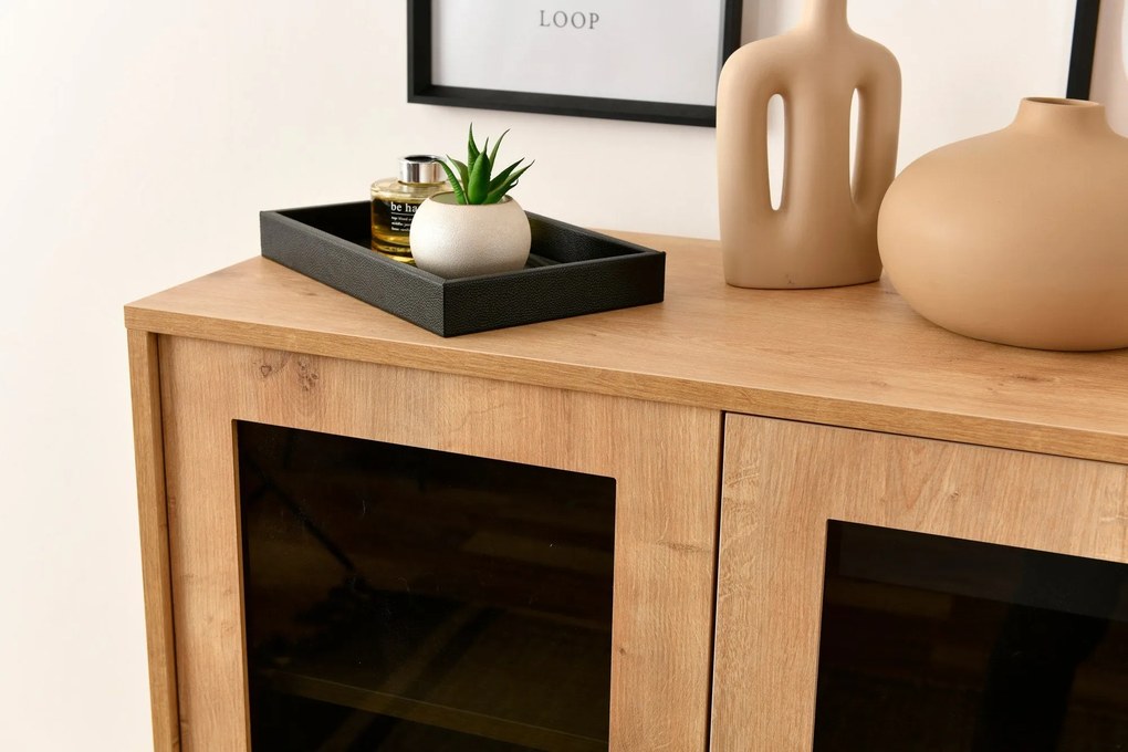 Aparador Calvin – Carvalho/Preto – 90x110x41 cm