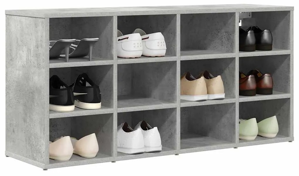Armário de Sapatos com prateleira Cinzento cimento 103x30x51 cm
