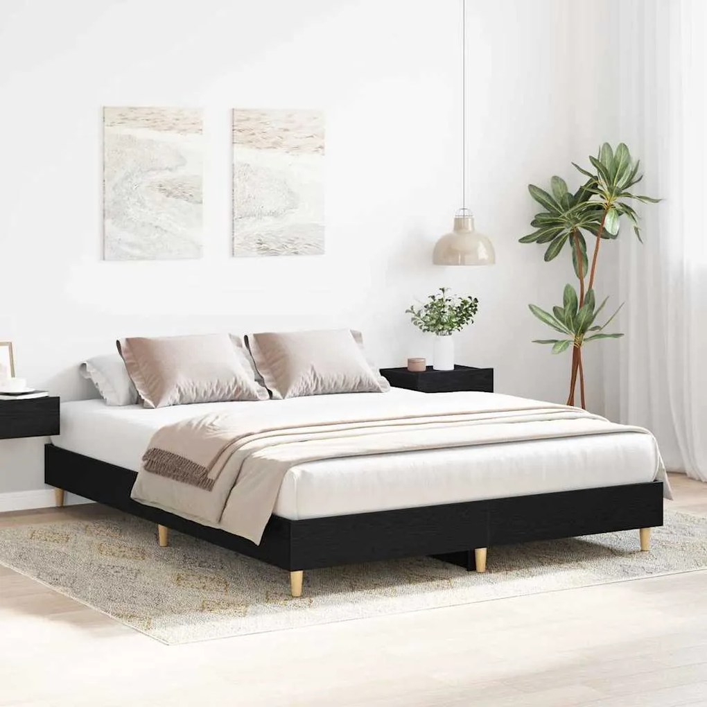 Estrutura de Cama Carvalho Preto 150x200 cm Madeira Engenharia