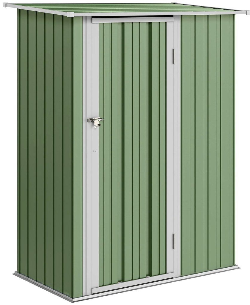 Outsunny Abrigo de Jardim 1,07㎡ 142x84x189 cm Abrigo de Armazenamento Abrigo de Ferramentas com Teto Inclinado e Porta Verde Clar | Aosom Portugal