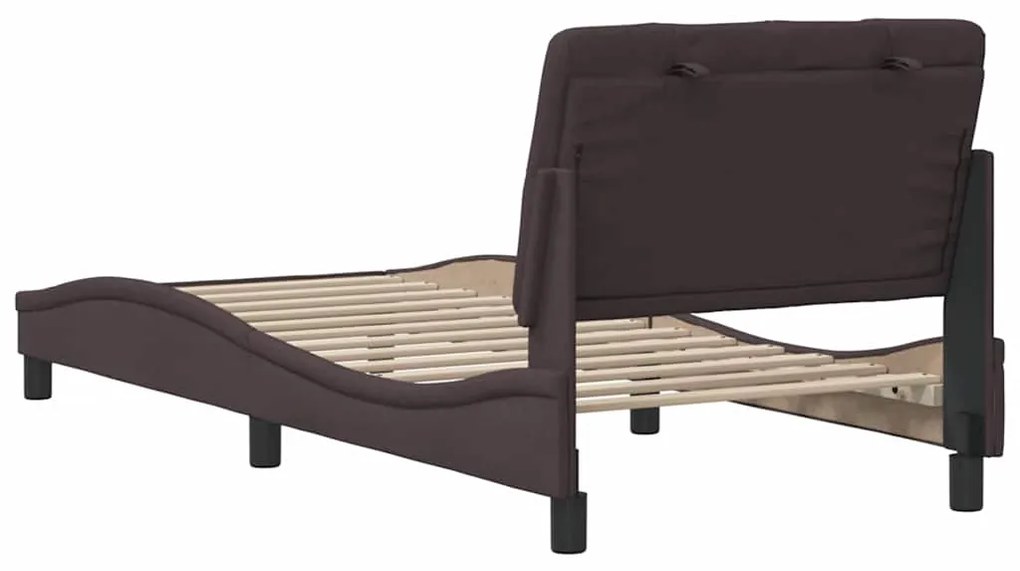 Estrutura de cama sem colchão 80x200 cm tecido castanho-escuro