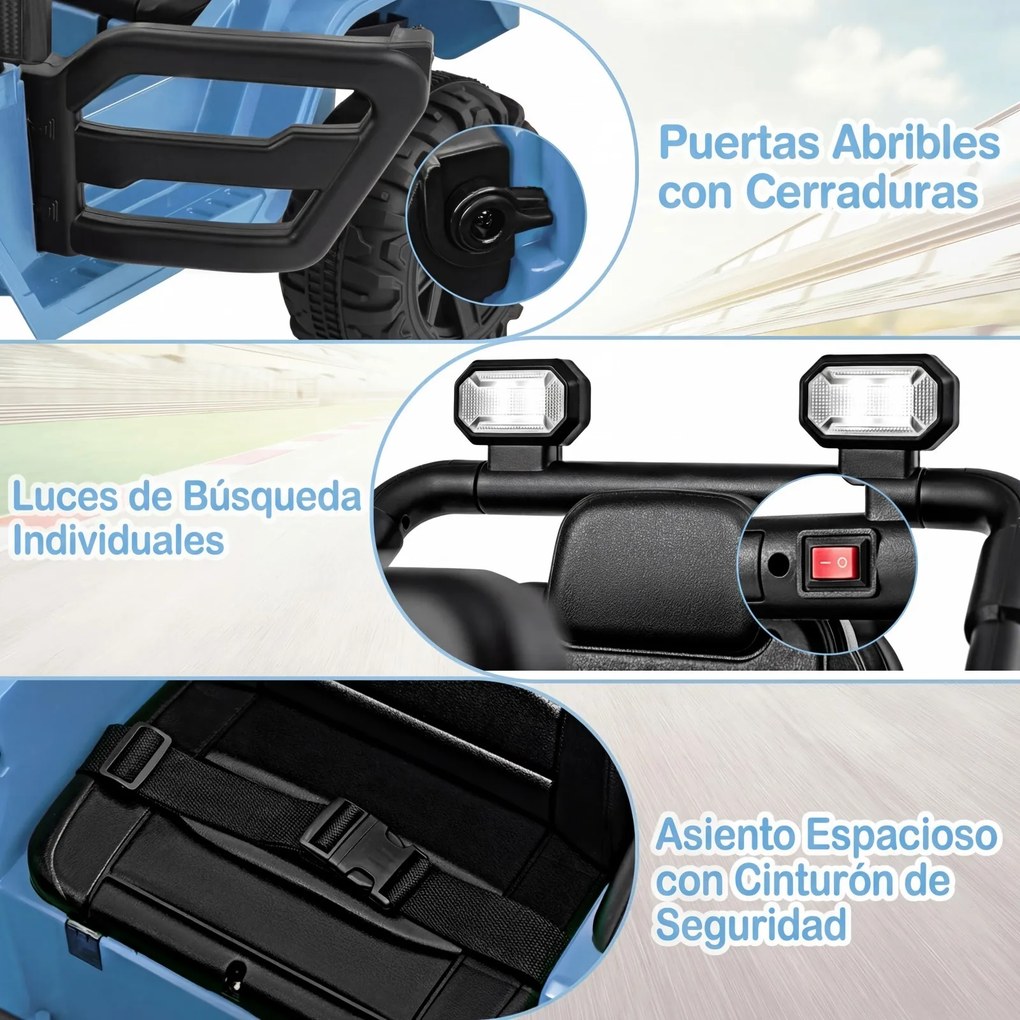 Veículo Elétrico para Crianças 2 a 5 anos, 99 x 62 x 62 cm, Com Comando à Distância, Azul