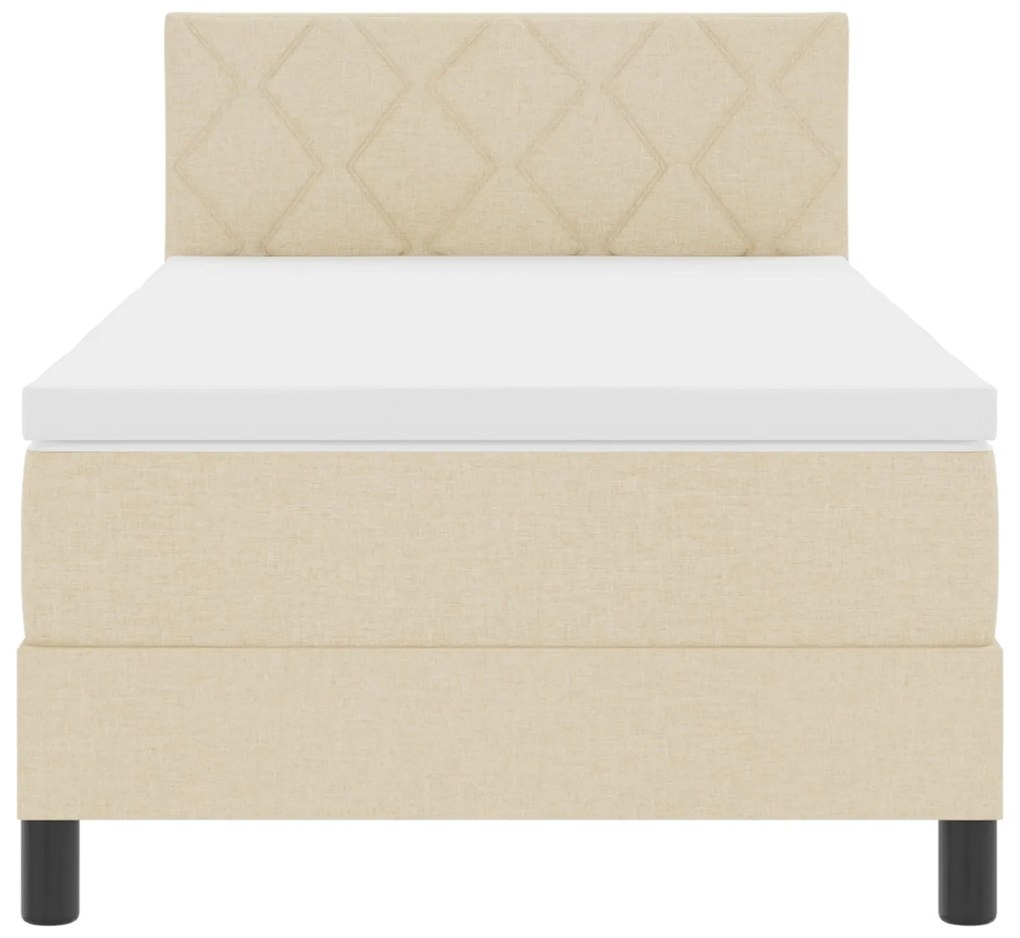Cama Box com Colchão & LED Creme 90x190 cm Tecido