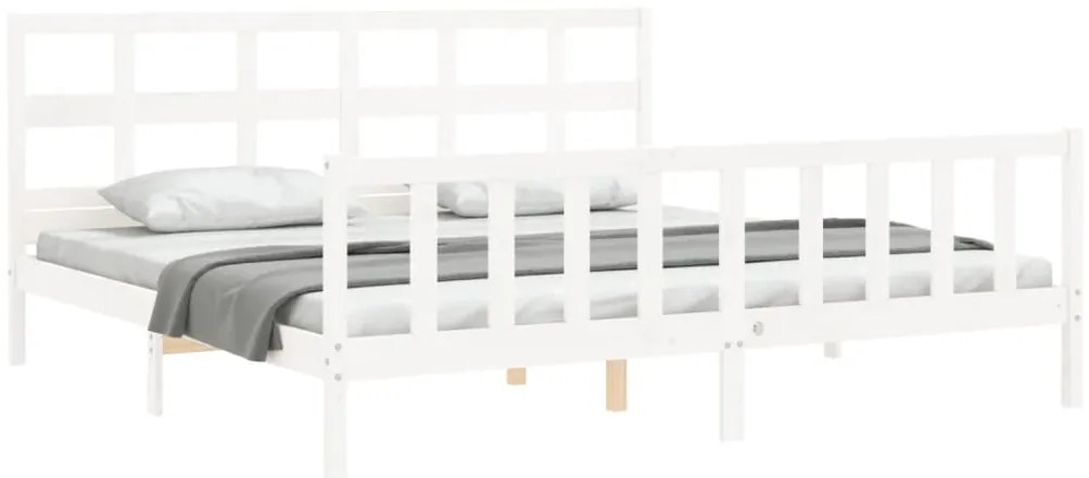 Cama sem colchão 200x200 cm madeira de pinho maciça branco