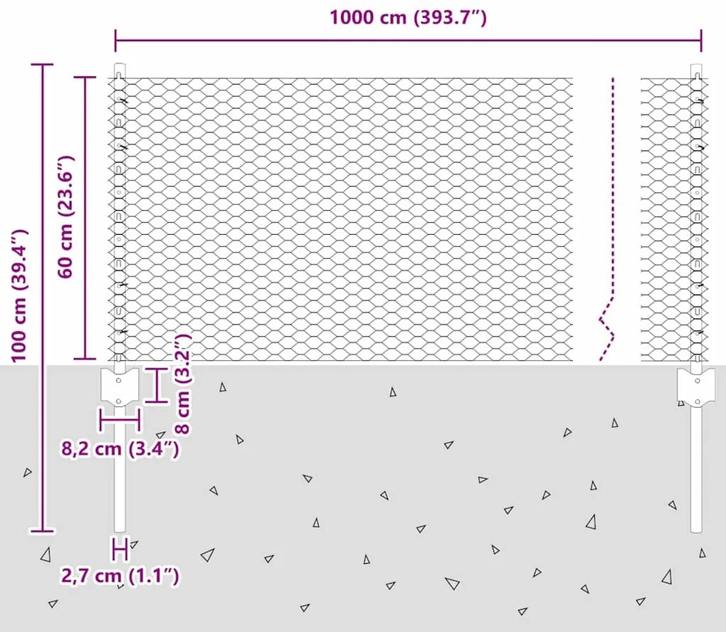 Postes de Cerca vidaXL 5 pcs U-Channel Cinza 60 cm Aço