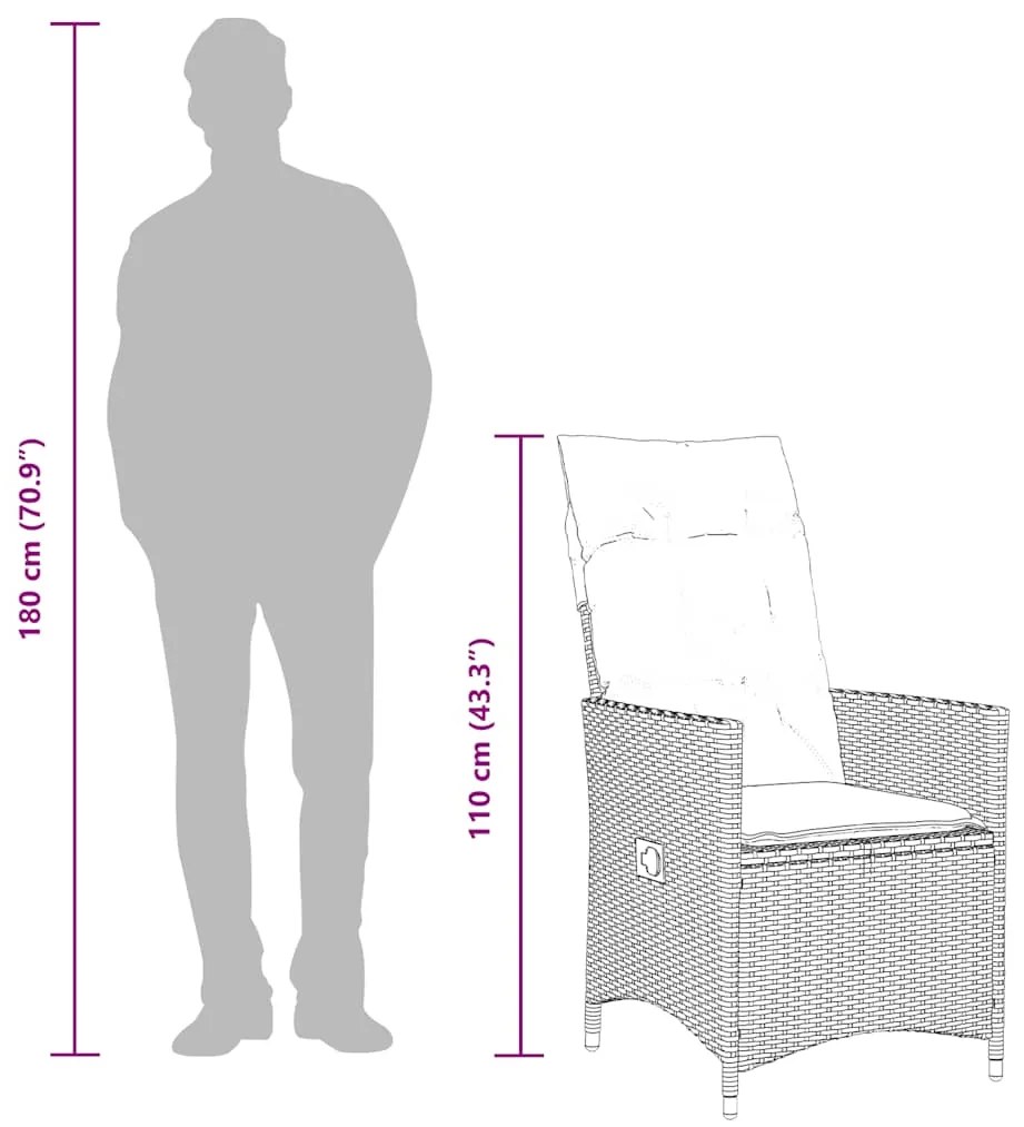 9 pcs conjunto de jantar p/ jardim c/ almofadões vime PE preto