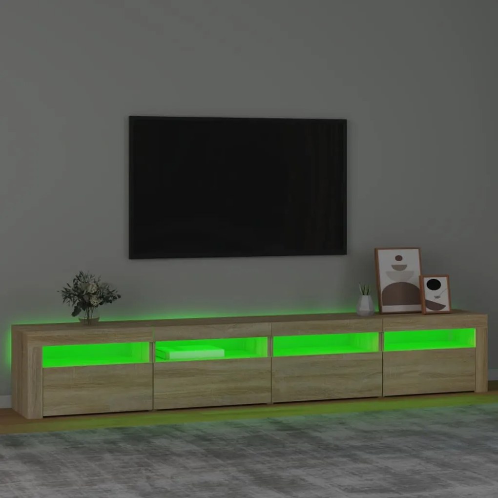 Móvel de TV com luzes LED 240x35x40 cm carvalho sonoma