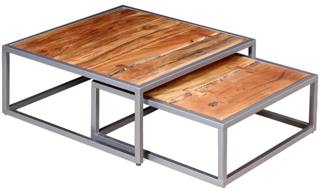 244232 vidaXL Conjunto de mesas de centro 2 pcs madeira de acácia maciça
