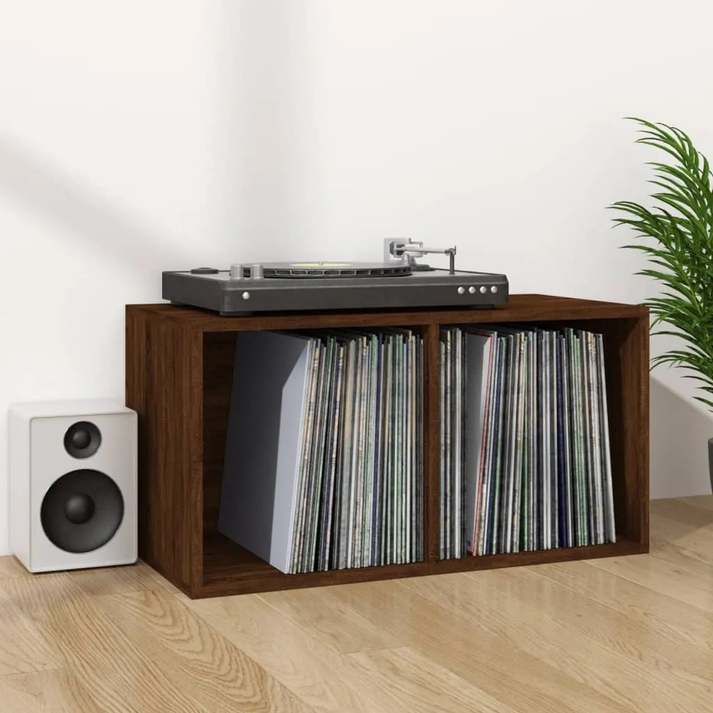 815254 vidaXL Caixa discos vinil 71x34x36cm derivados madeira carvalho cast.