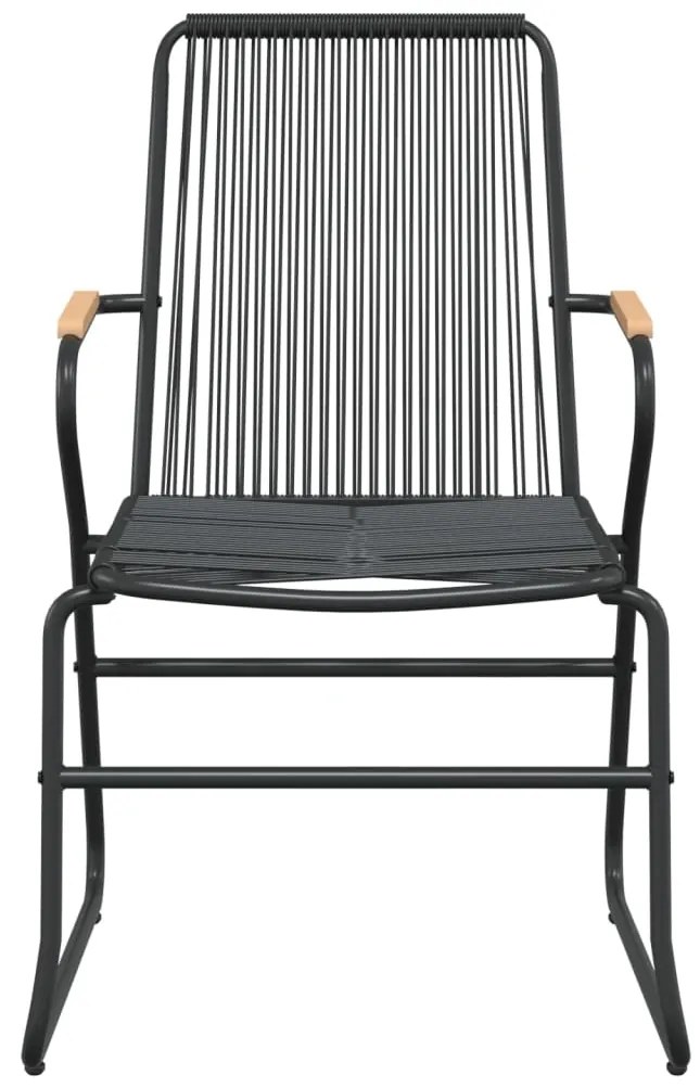 3 pcs conjunto de jantar para jardim vime PVC preto