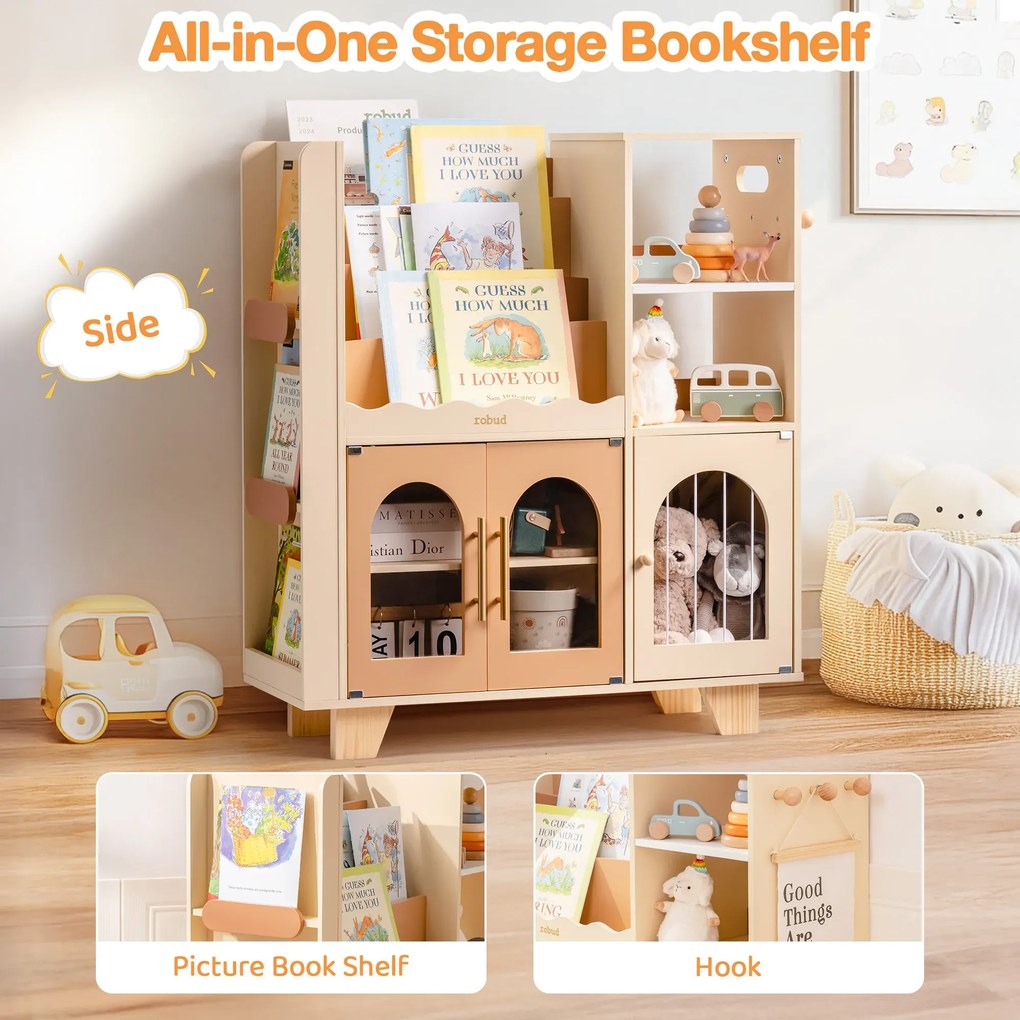 Organizador de brinquedos para crianças madeira 89,3 x 79,2 x 29,2 cm Caramelo