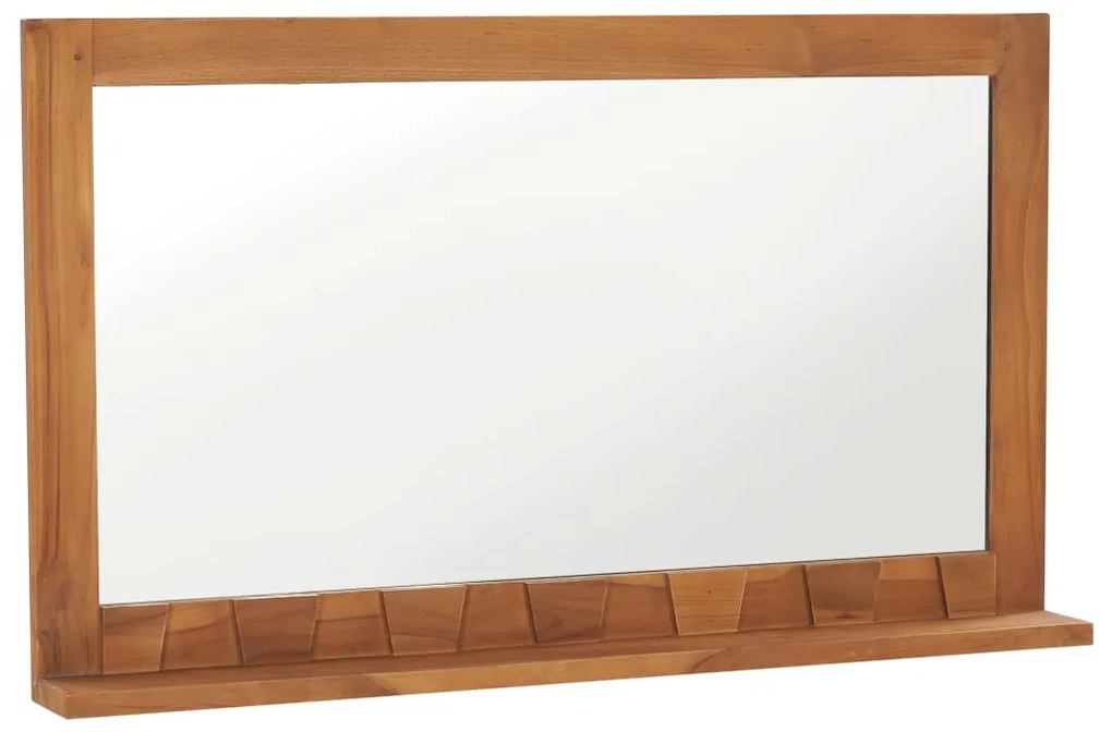 289072 vidaXL Espelho de parede com prateleira 100x12x60 cm teca maciça